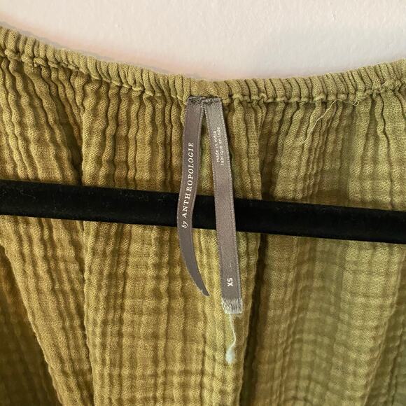 Anthropologie Olive Green V-Neck Wrap Long Sleeve Mini Dress Women's size XS - Picture 3 of 10